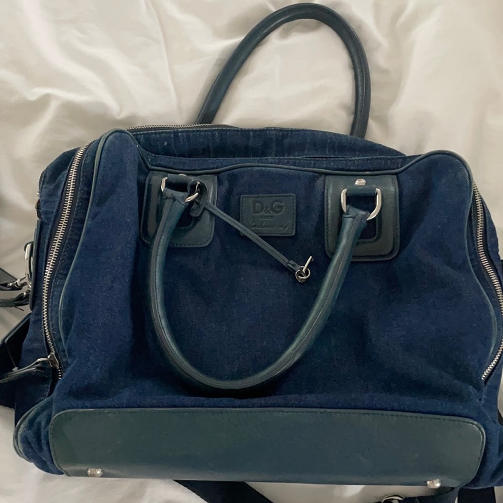 Dolce and Gabbana denim diaper bag